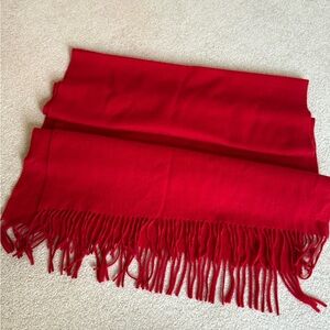 Talbots Vibrant Red Fringe Wrap